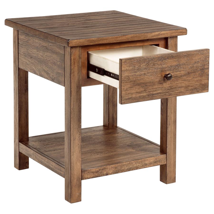 Payne 1-drawer Wood End Table with Shelf Distressed Brown - 710547