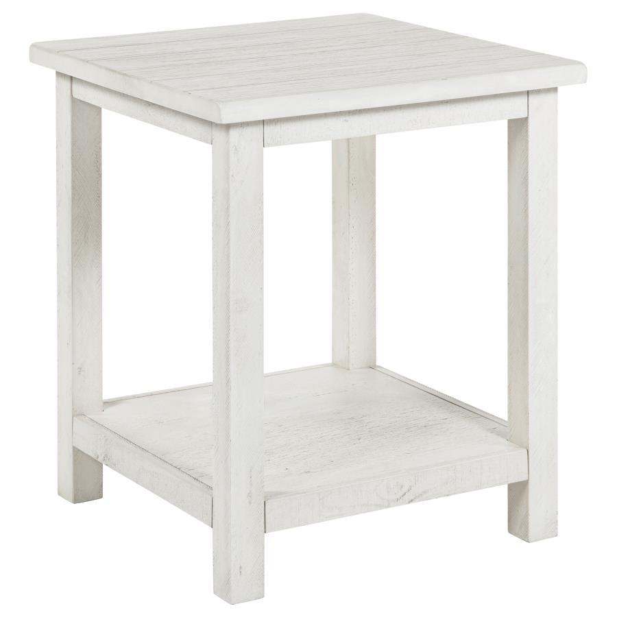 Payne Wood End Table with Shelf Distressed White - 710556