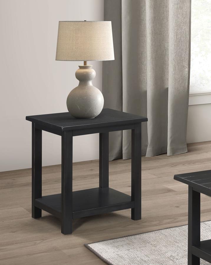 Payne Wood End Table with Shelf Distressed Java - 710566