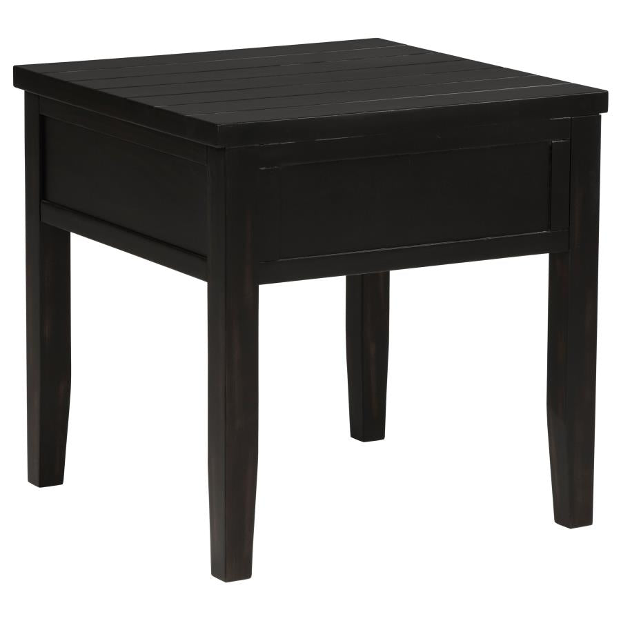 Concord 1-drawer Square End Table Distressed Java - 710577