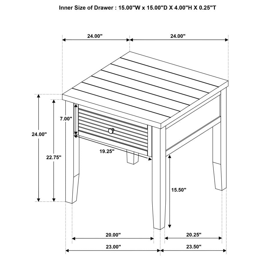 Concord 1-drawer Square End Table Distressed Java - 710577