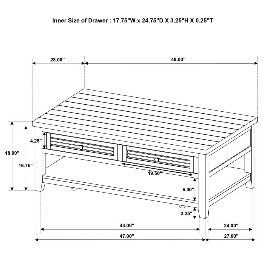Concord 2-drawer Rectangular Coffee Table Distressed Java - 710578