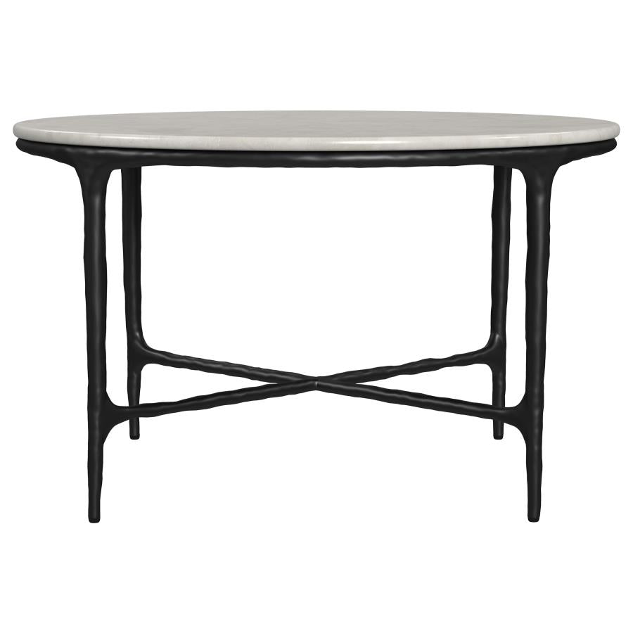 Hermas 2-piece Round Marble Coffee and End Table Set White - 710738-S2