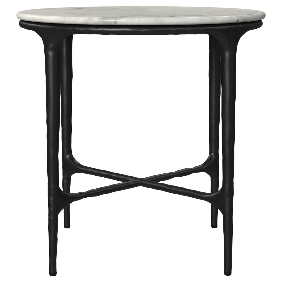 Hermas 3-piece Round Marble Coffee and End Table Set White - 710738-S3