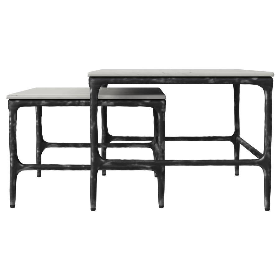 Ebby 2-piece Genuine Marble Top Nesting Coffee Tables White - 710740