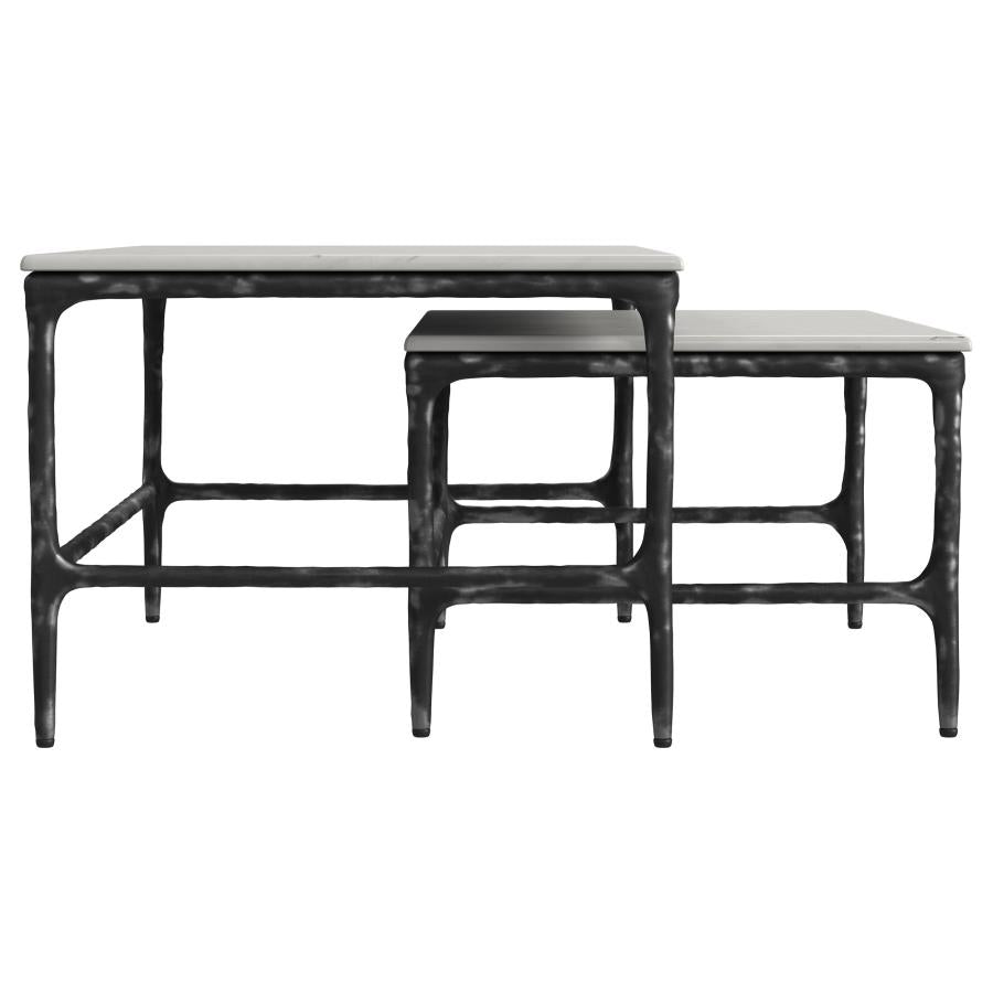 Ebby 2-piece Genuine Marble Top Nesting Coffee Tables White - 710740