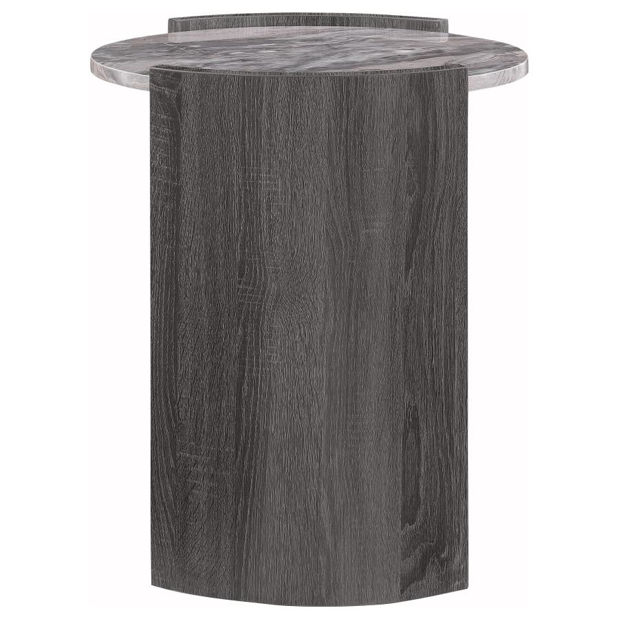 Gladstone Round Faux Marble Top End Table Distressed Grey - 710757