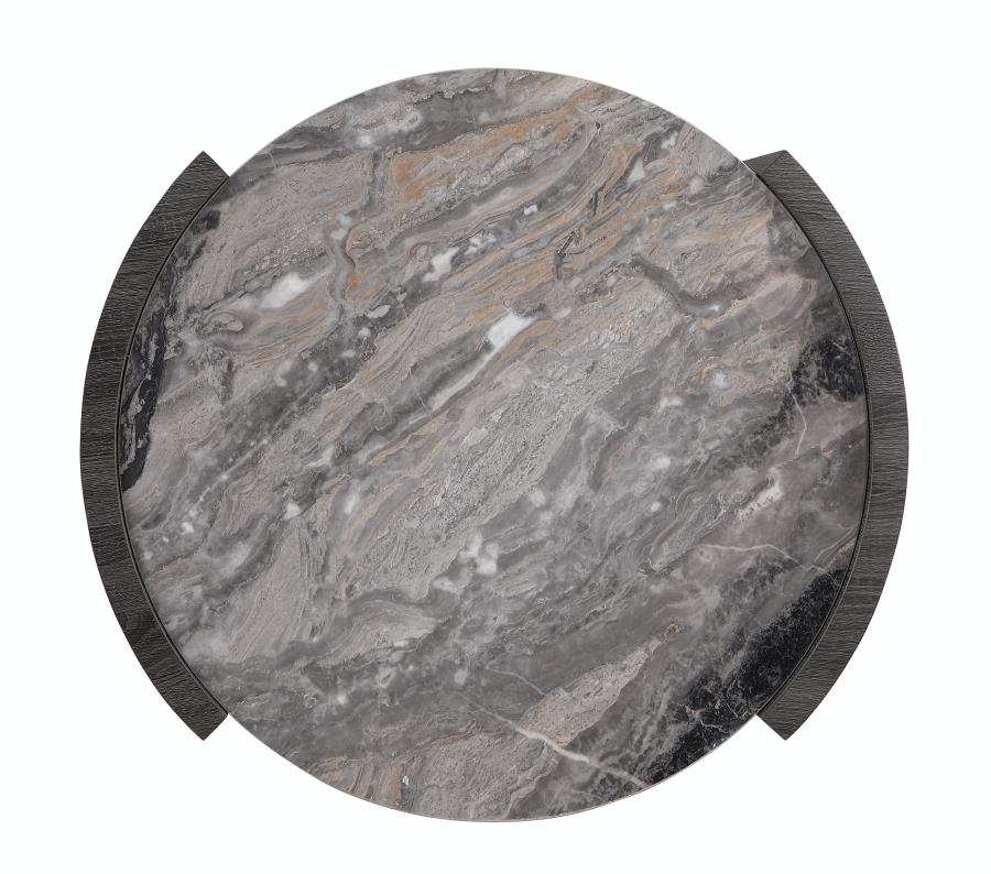 Gladstone Round Faux Marble Top Coffee Table Distressed Grey - 710758