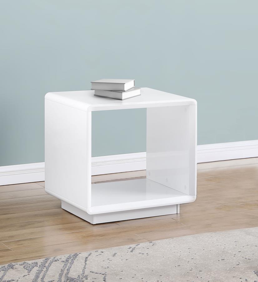 Paseo Square End Side Table White High Gloss - 710767