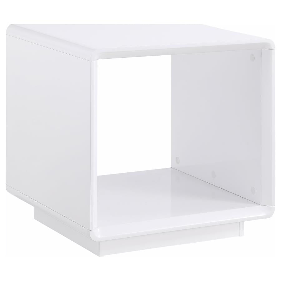 Paseo Square End Side Table White High Gloss - 710767