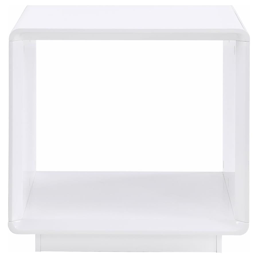 Paseo Square End Side Table White High Gloss - 710767