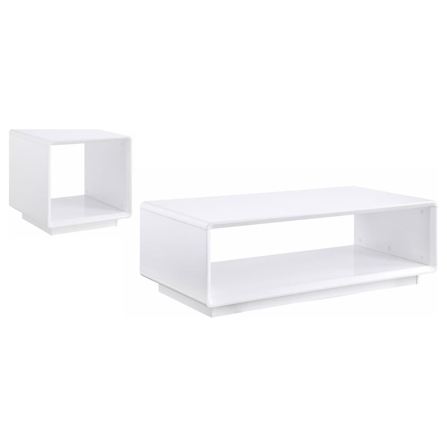 Paseo 2-piece Coffee and End Table Set White High Gloss - 710768-S2