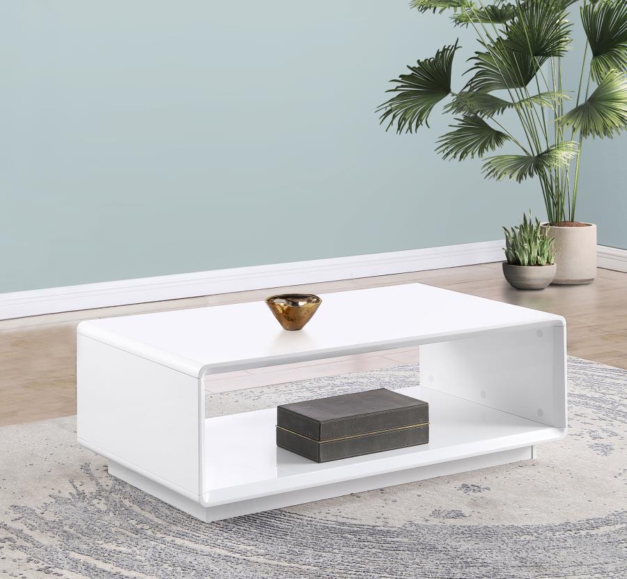 Paseo Rectangular Cocktail Coffee Table White High Gloss - 710768