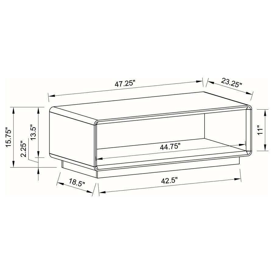 Paseo Rectangular Cocktail Coffee Table White High Gloss - 710768