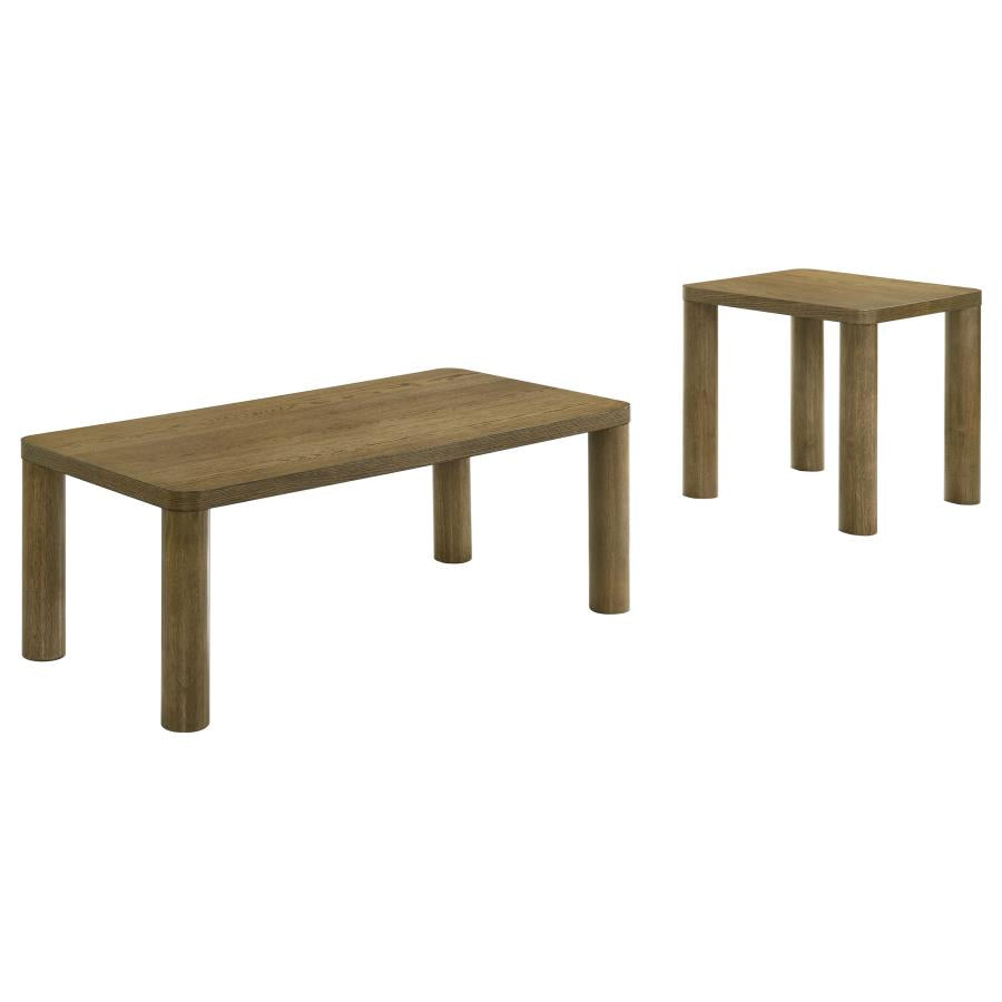 Castlewood 2-piece Cocktail Coffee Table Set Brown Oak - 710858-S2