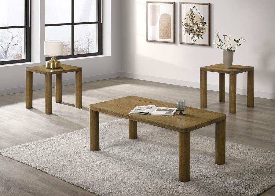 Castlewood 3-piece Cocktail Coffee Table Set Brown Oak - 710858-S3