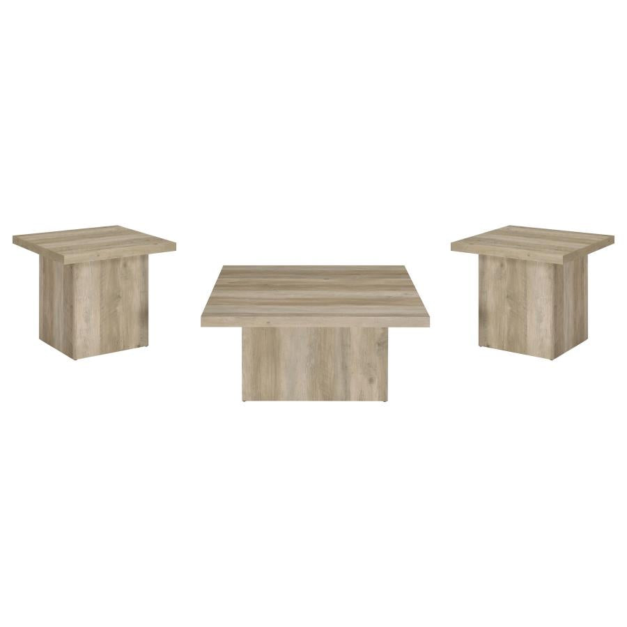 Devar 3-piece Square Coffee End Table Set Distressed Pine - 710878-S3