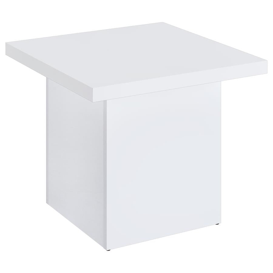 Devar Square Engineered Wood Side End Table White High Gloss - 710897