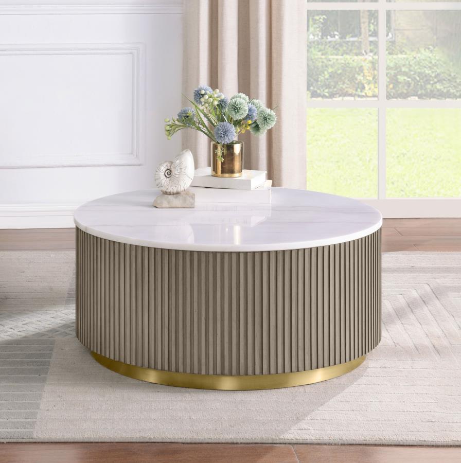 Jason Round White Marble Top Coffee Table Greige - 711418
