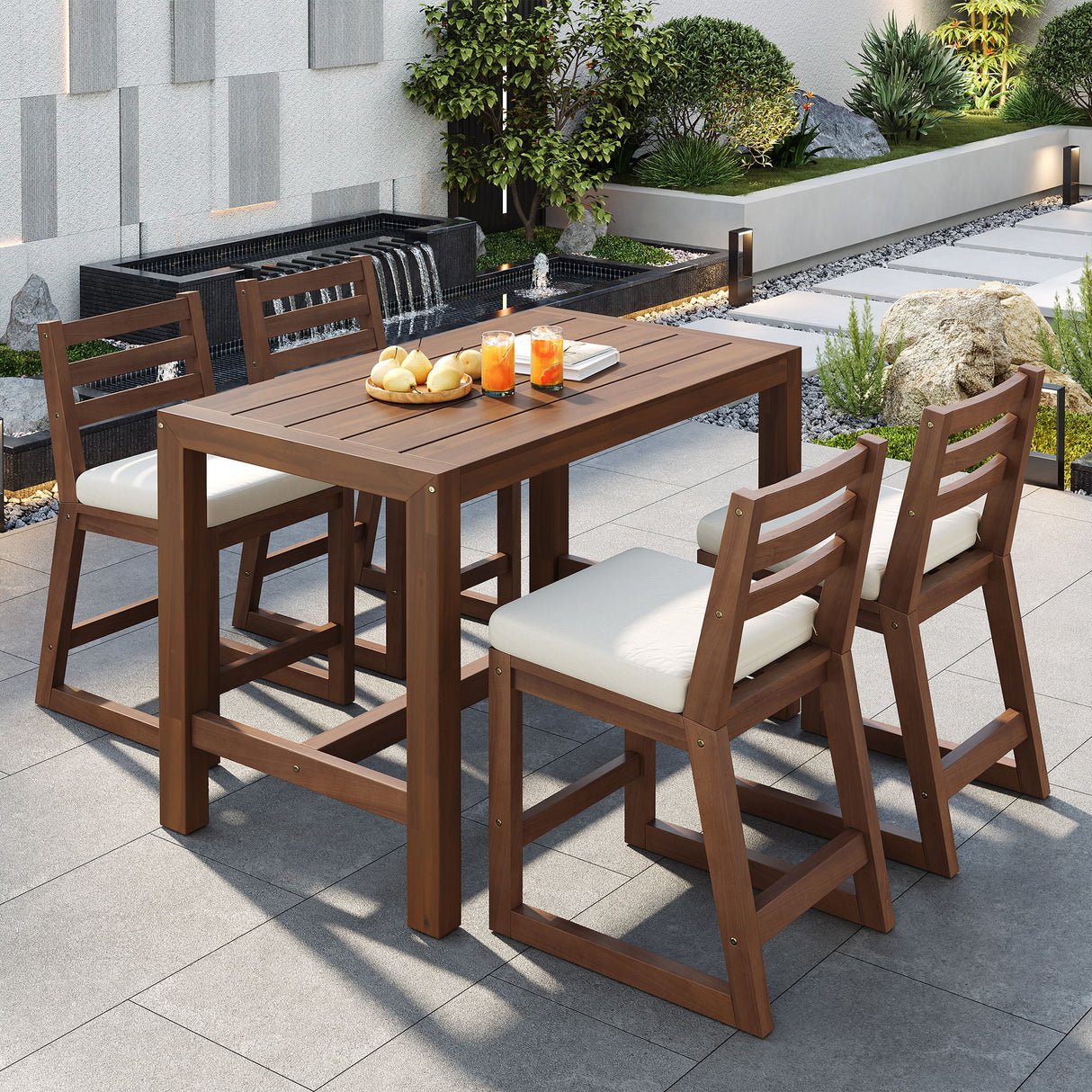 Patio Bar Set With Ergonomic Chairs