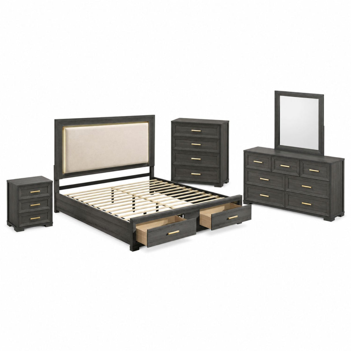 Colorado - Bedroom Set With Upholstered LED Headboard