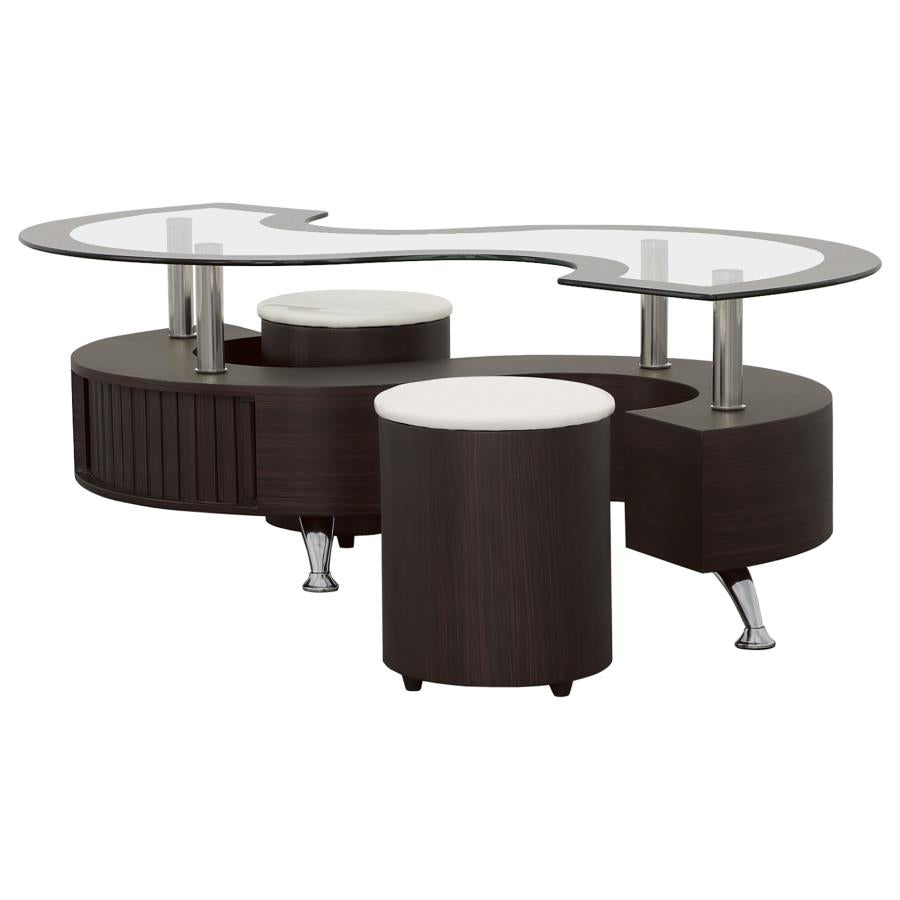 Buckley 3-piece Coffee Table and Stools Set Cappuccino - 720218