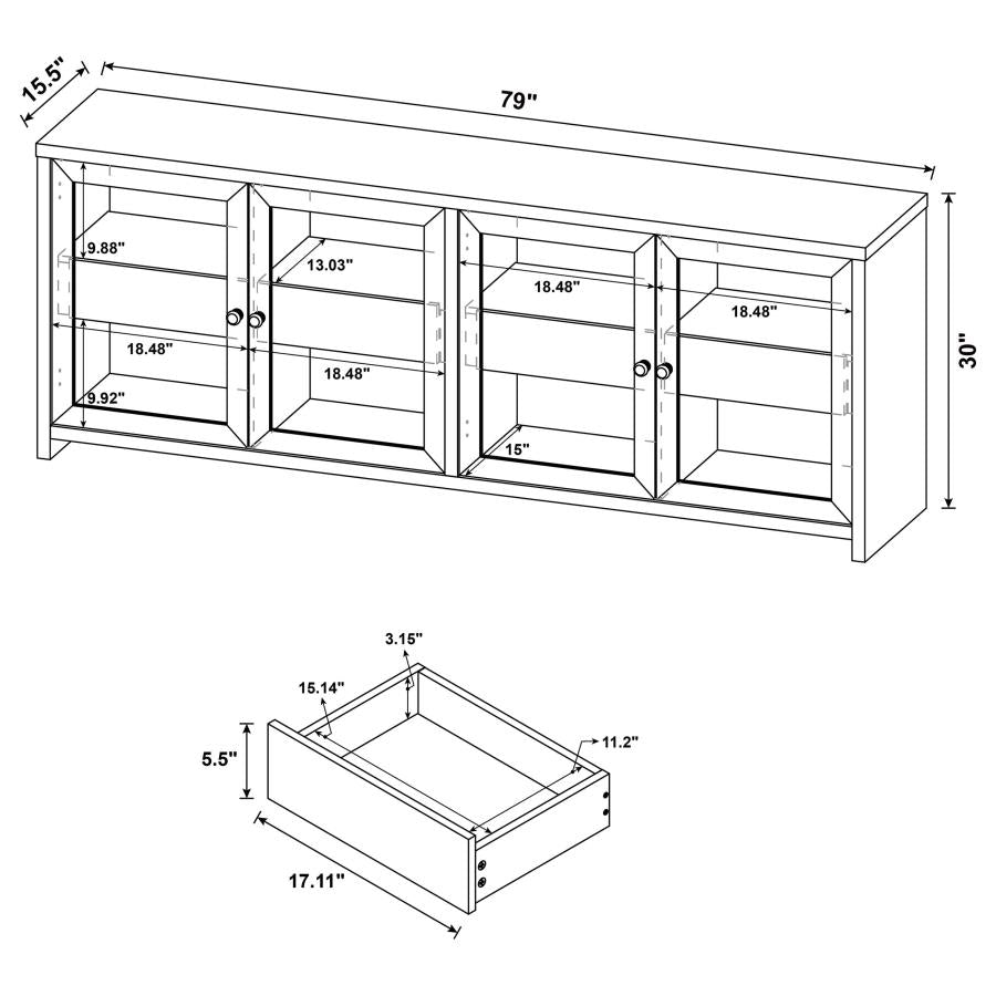 Denison 79-inch 4-door TV Stand Media Console Black - 720223