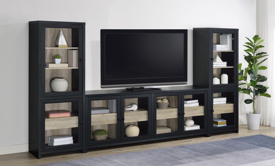 Denison 79-inch 4-door TV Stand Media Console Black - 720223