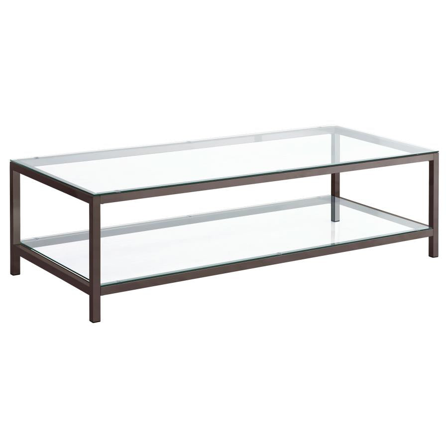 Trini 1-shelf Glass Top Coffee Table Black Nickel - 720228