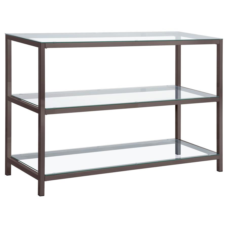 Trini 2-shelf Glass Top Entryway Console Table Black Nickel - 720229