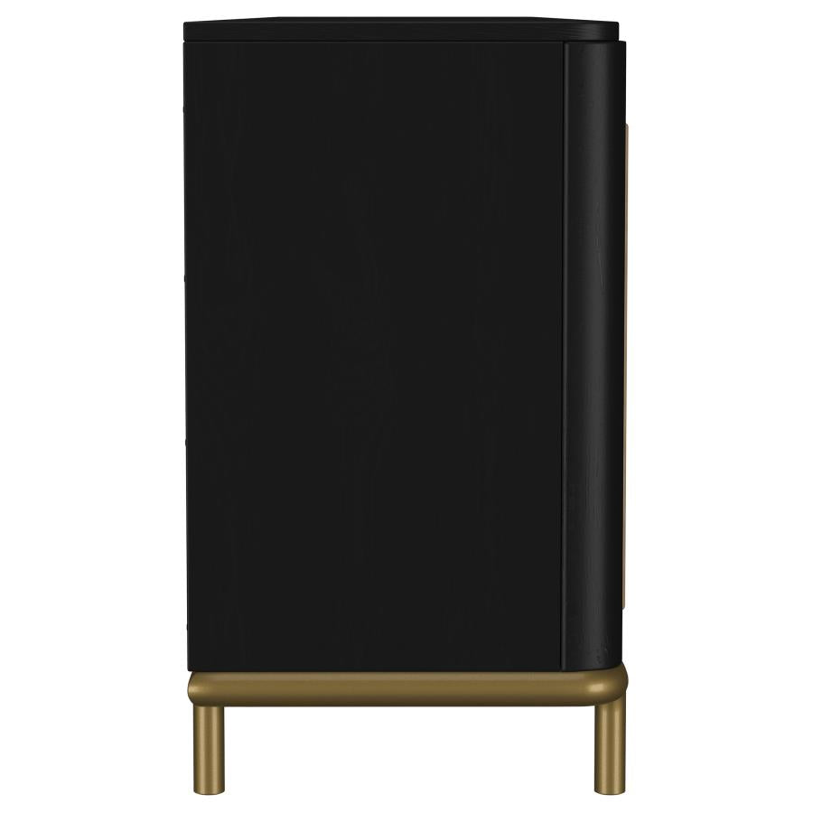 Arini Rattan Cane 2-door TV Stand Media Console Black - 720263