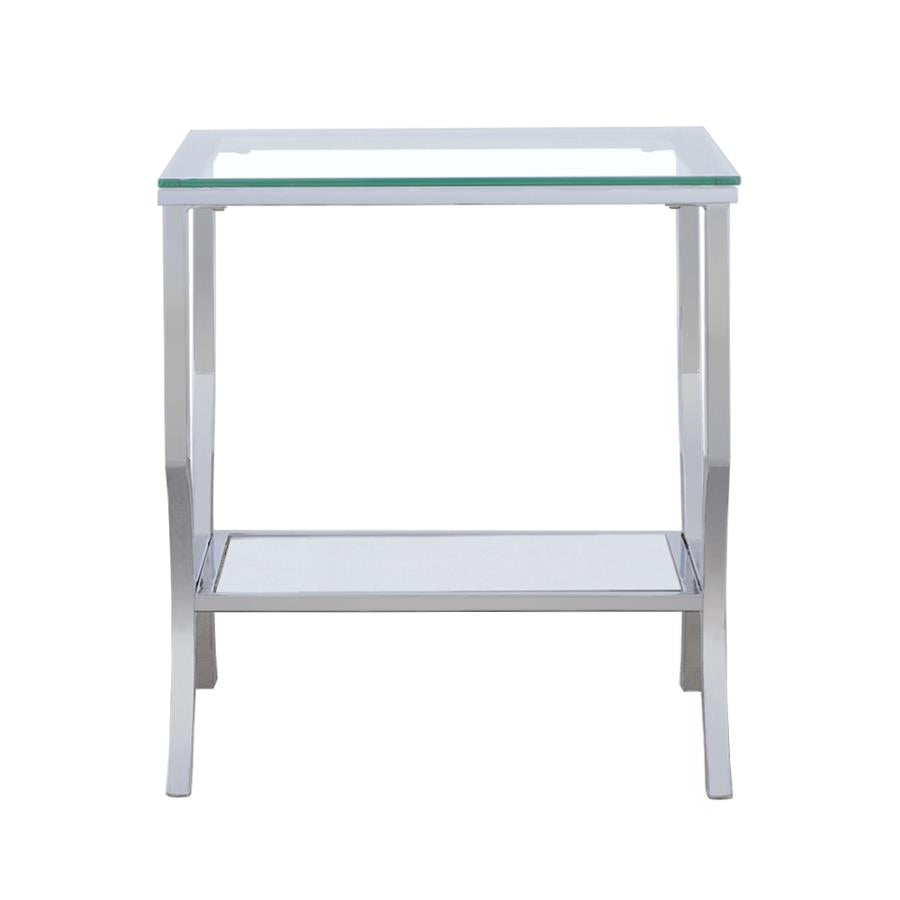 Saide Square Glass Top Side End Table Chrome - 720337