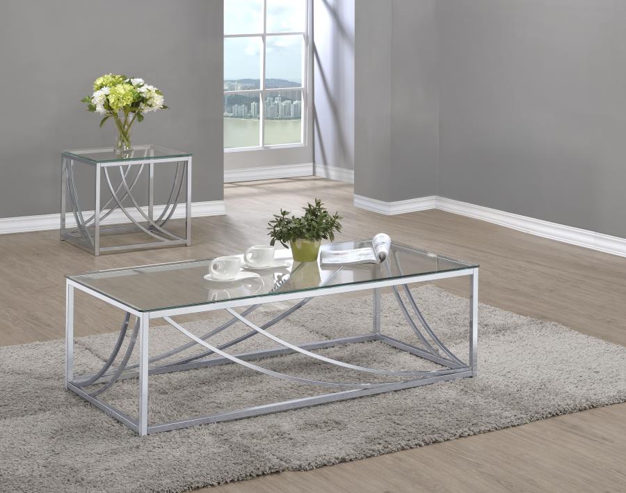 Lille 2-piece Glass Top Coffee And End Table Set Chrome - 720498-S2