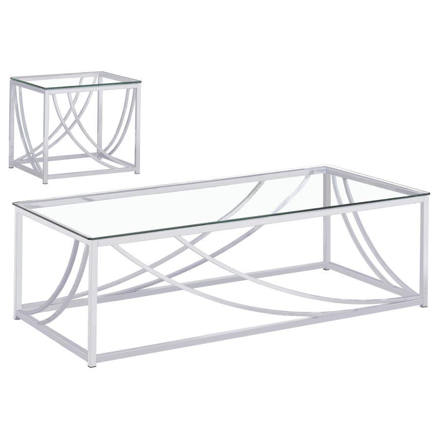 Lille 2-piece Glass Top Coffee And End Table Set Chrome - 720498-S2