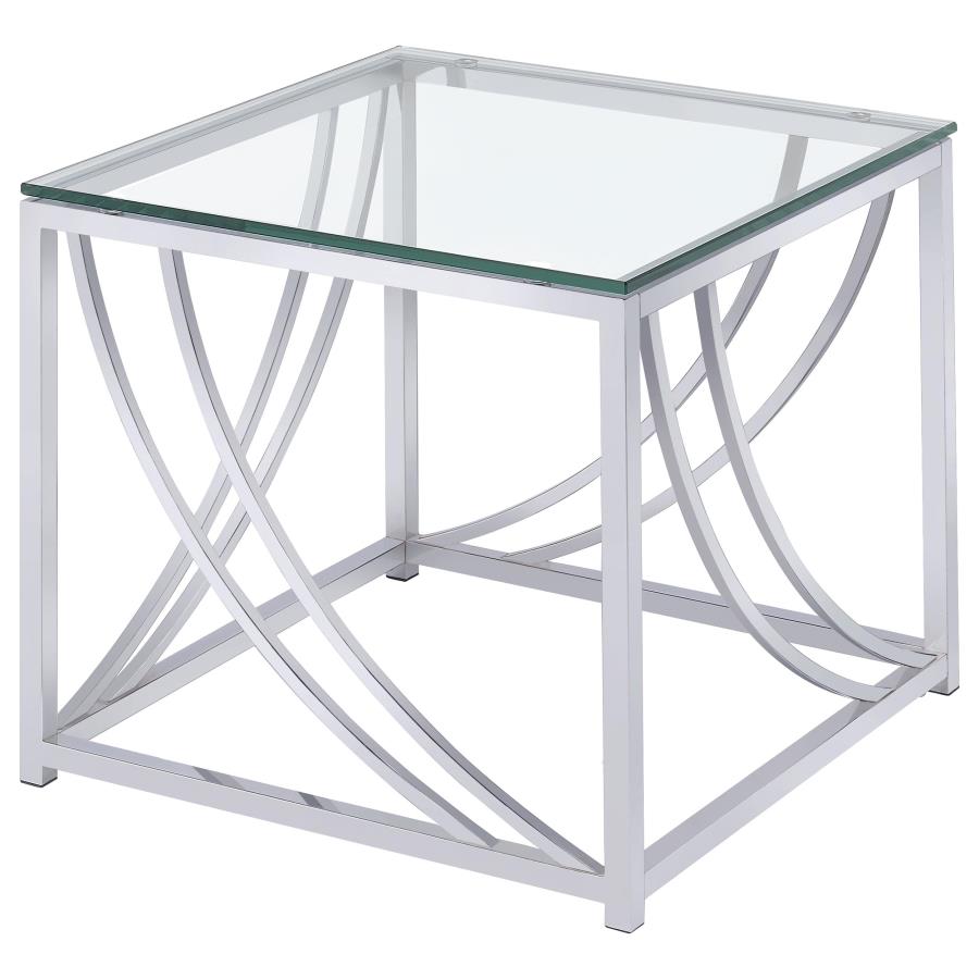 Lille 2-piece Glass Top Coffee And End Table Set Chrome - 720498-S2