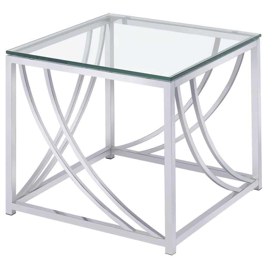Lille 3-piece Glass Top Coffee And End Table Set Chrome - 720498-S3