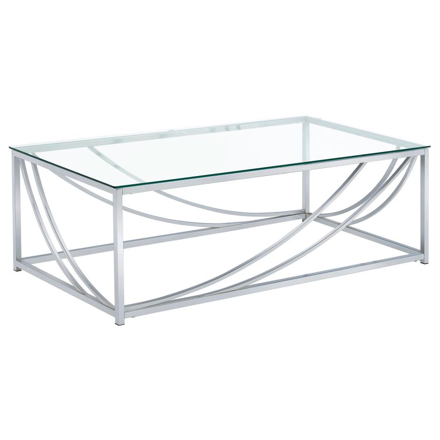 Lille 3-piece Glass Top Coffee And End Table Set Chrome - 720498-S3
