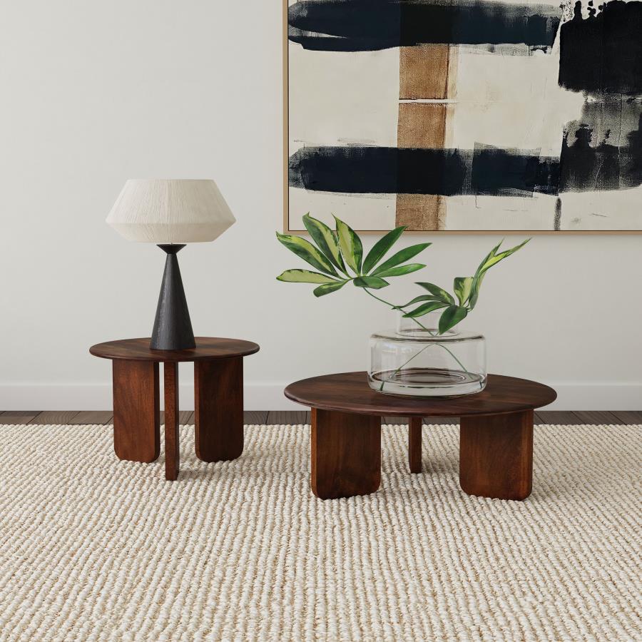Dale Round Solid Mango Wood Coffee Table Brown - 721998