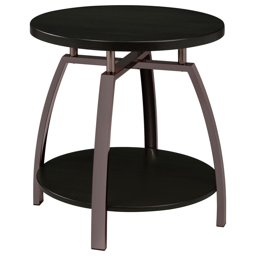 Dacre Round Engineered Wood Top Side End Table Dark Charcoal - 722207