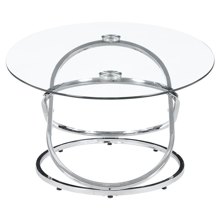 Warren 3-piece Oval Glass Top Coffee Table Set Chrome - 722373