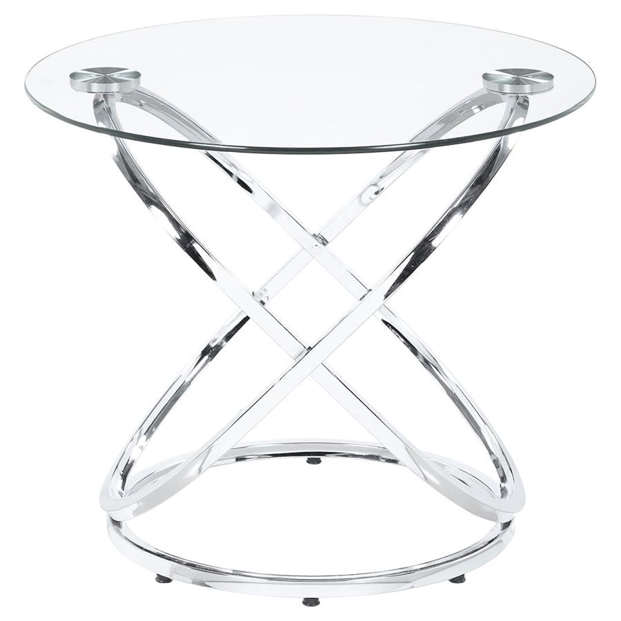 Warren 3-piece Oval Glass Top Coffee Table Set Chrome - 722373