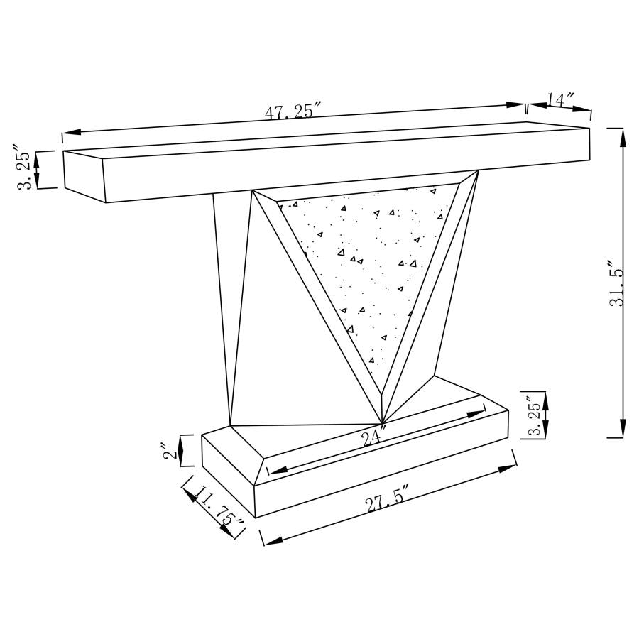 Amore Mirrored Acrylic Entryway Sofa Console Table Silver - 722509