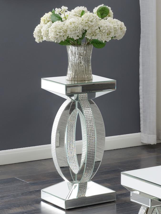 Amalia Square Mirrored Acrylic Crystal Side End Table Silver - 722517