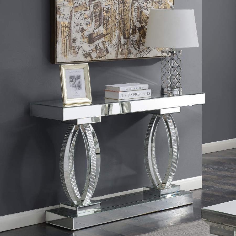 Amalia Mirrored Acrylic Entryway Sofa Console Table Silver - 722519