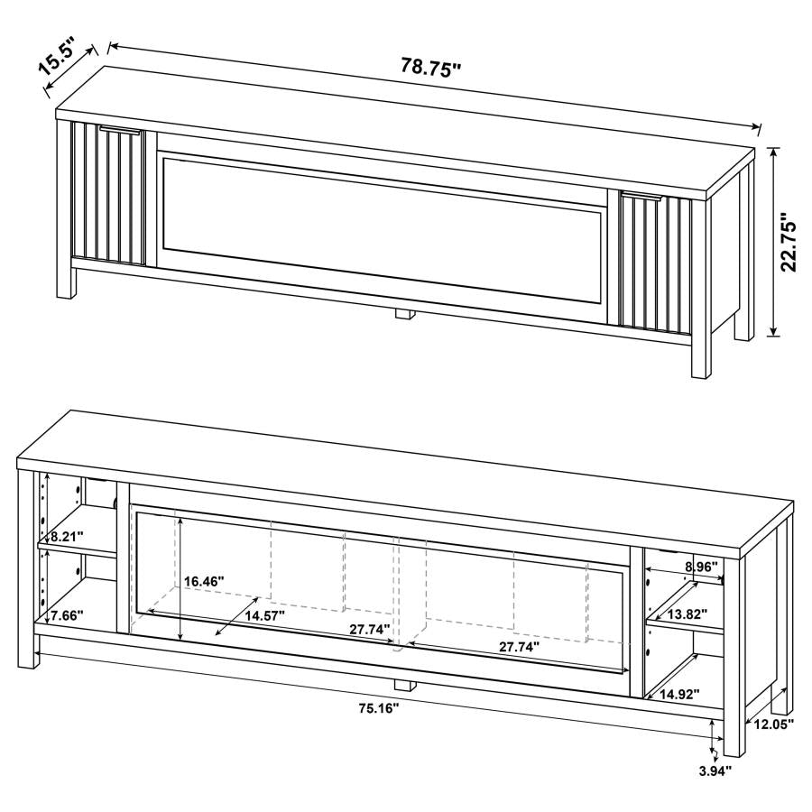 Carey 79-inch TV Stand Fireplace Media Console Dark Pine - 722823