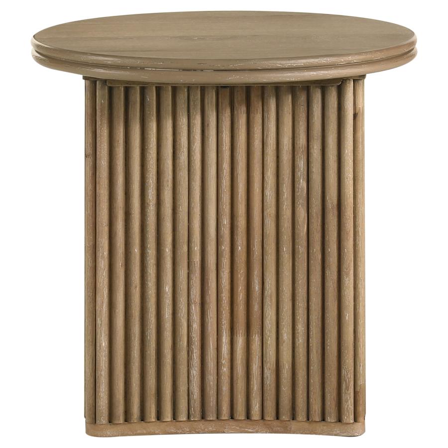 Adina 2-piece Round Coffee Table Set Distressed Light Brown - 722938-S2