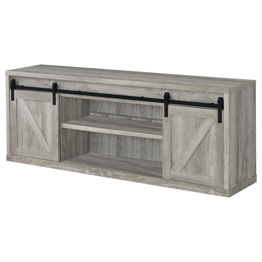 Brockton 2-door Engineered Wood 71-inch TV Stand Grey Driftwood - 723263