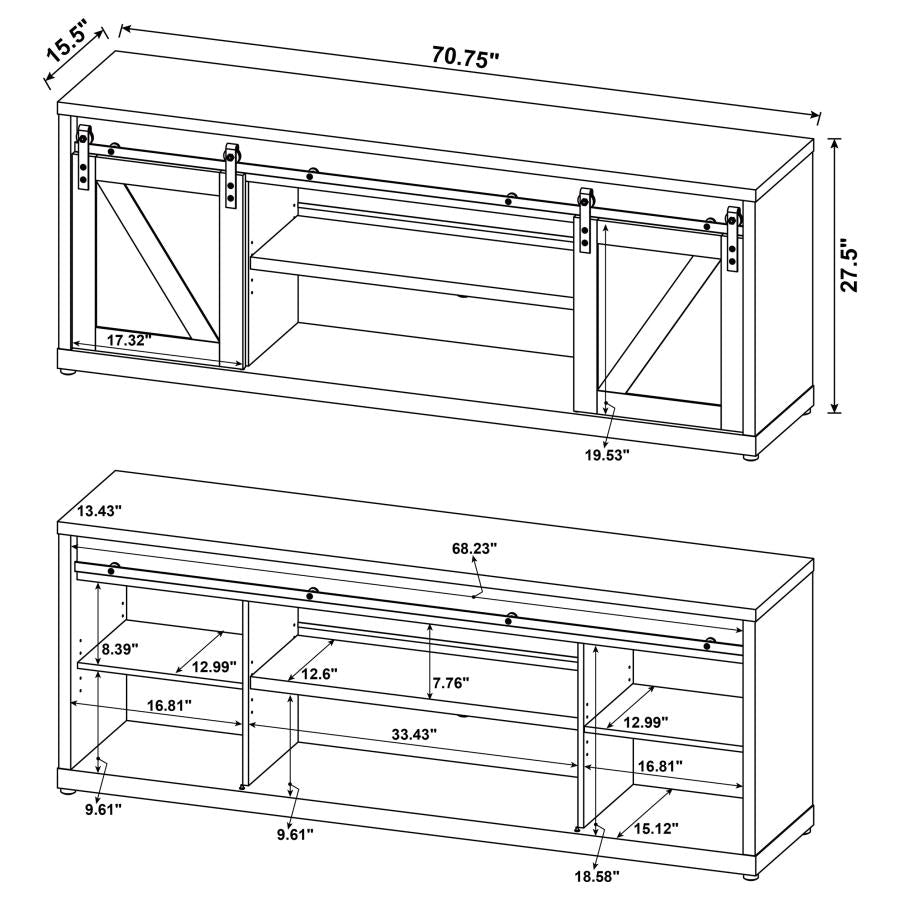 Brockton 2-door Engineered Wood 71-inch TV Stand Grey Driftwood - 723263