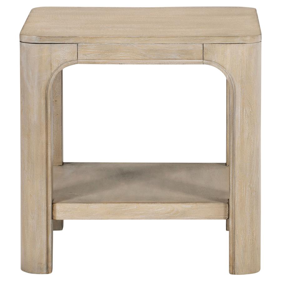 Solano Square Wood Side End Table with Shelf Weathered Mango - 723487