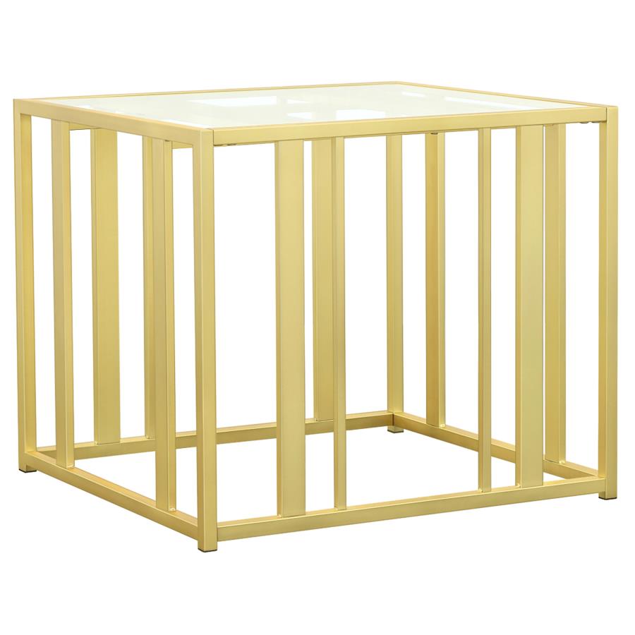Adri Rectangular Glass Top Side End Table Matte Brass - 723607